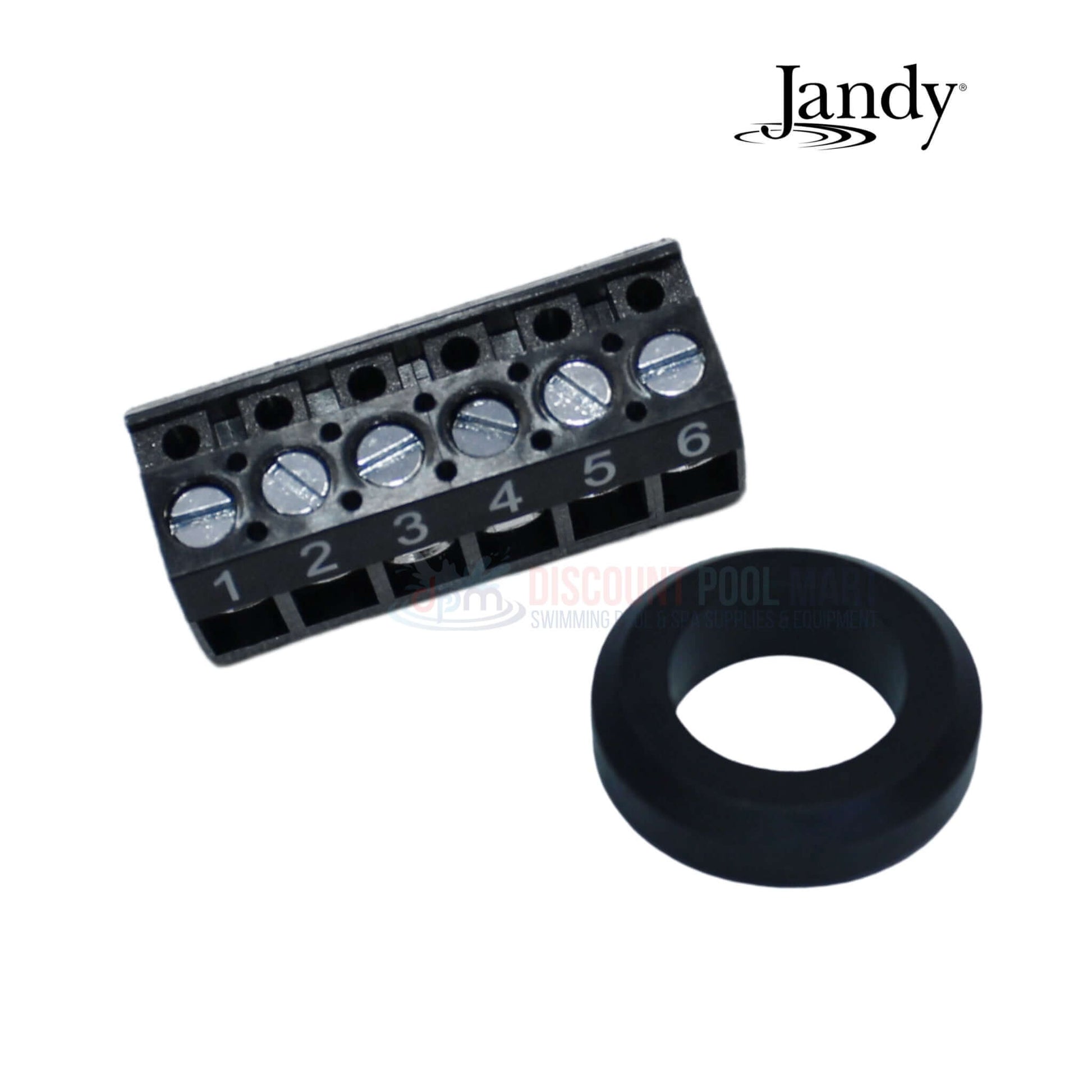 Jandy 6-position connector and rubber gasket for AquaLink systems. Discount Pool Mart DPM provides quality spa components.
