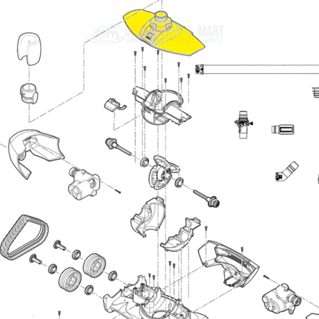 R0525400 | Zodiac Top Cover With Swivel Assembly For MX8 Cleaners