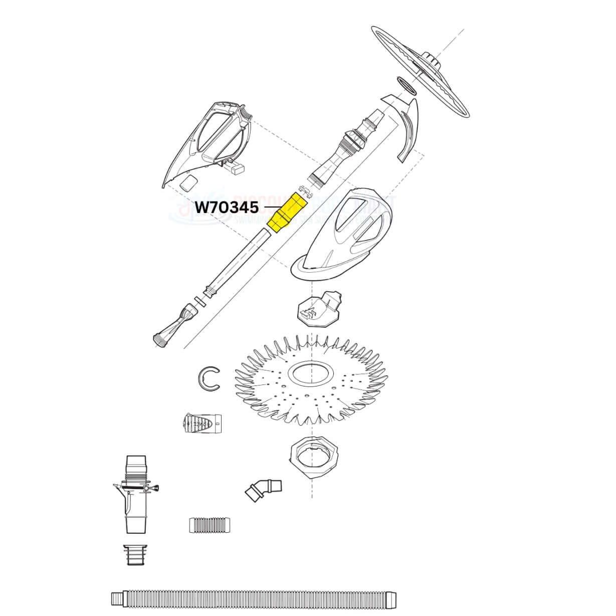 Zodiac Baracuda Cassette Chamber W70345 assembly diagram, compatible with G3 and G3 Pro cleaners | Discount Pool Mart DPM