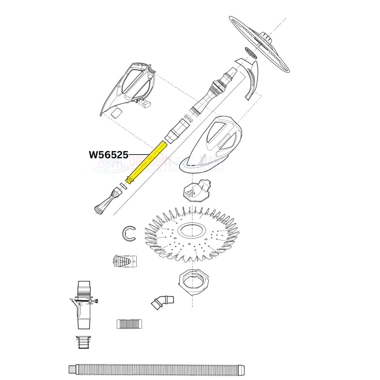 Zodiac Baracuda W56525 Inner Extension Pipe diagram for G3 and G3 Pro pool cleaners from Discount Pool Mart DPM.