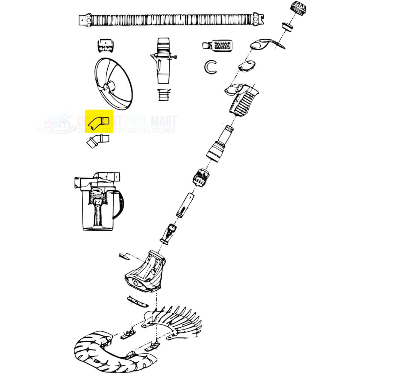 Zodiac Baracuda Twist-Lock 45 Degree Elbow Extended parts diagram | Discount Pool Mart DPM