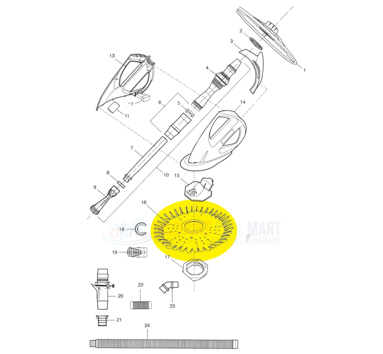 Exploded diagram of Zodiac Blue Disc R0541400 parts for T3 TR2D Cleaner from Discount Pool Mart DPM.