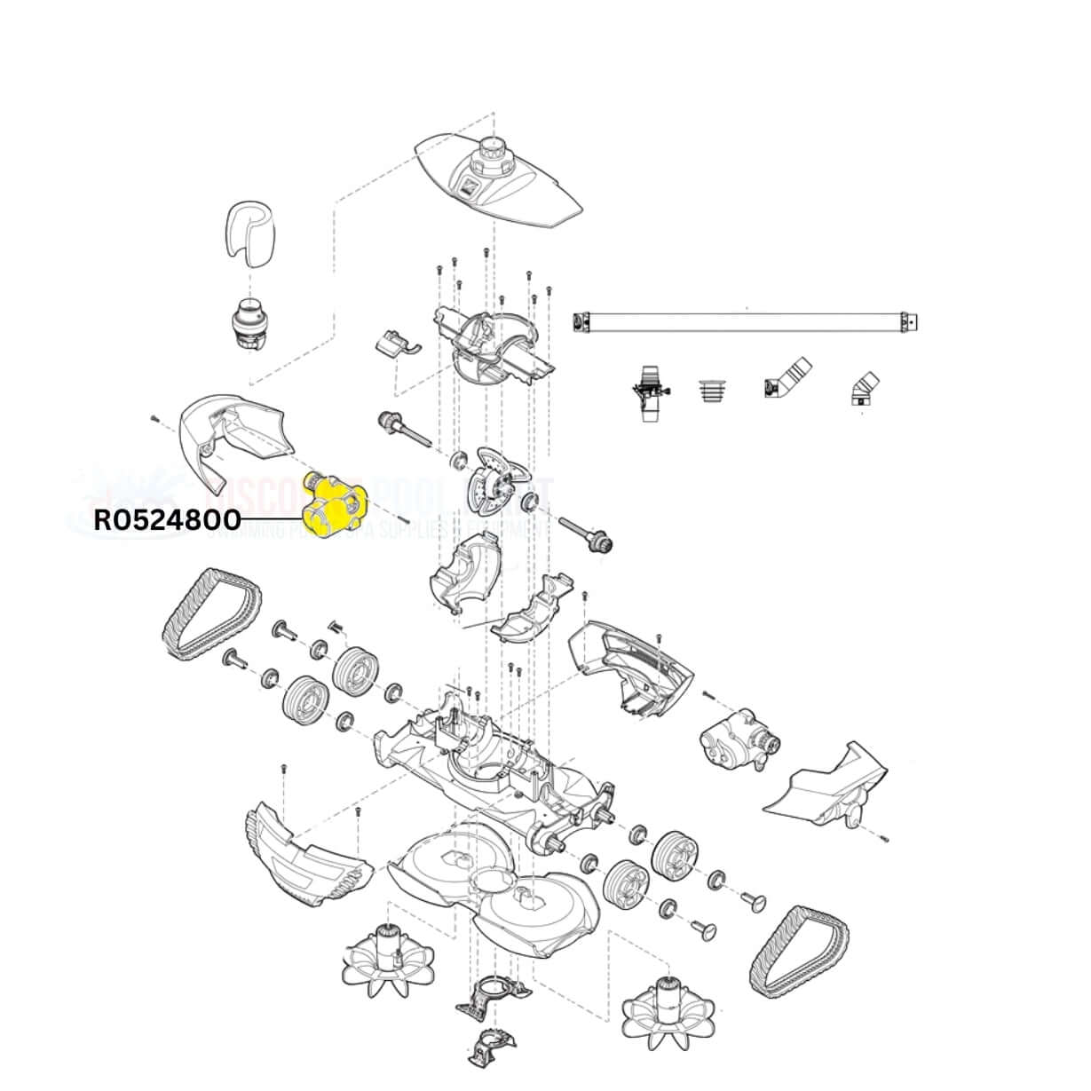 Zodiac Direction Control Device R0524800 exploded diagram for MX8 cleaners at Discount Pool Mart DPM.