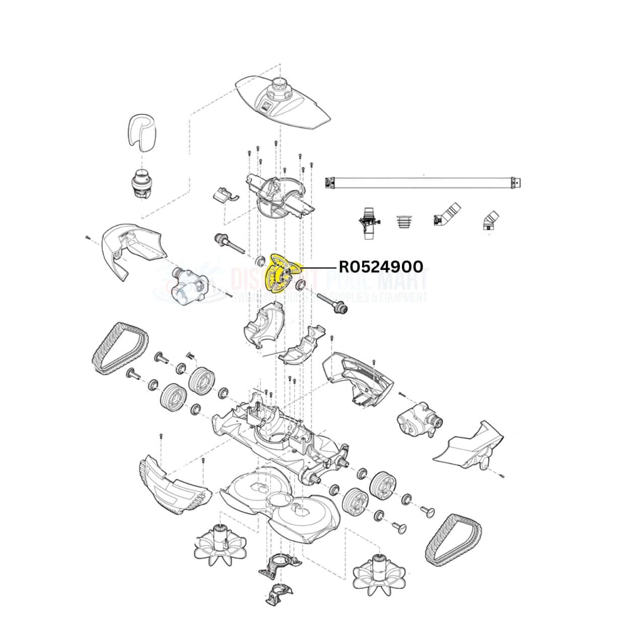 Zodiac Engine Assembly R0524900 diagram for MX6 and MX8 cleaners from Discount Pool Mart DPM.
