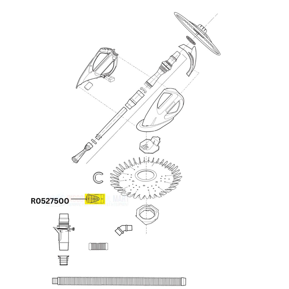 Zodiac Flow Gauge W70335 R0527500 parts diagram for pool cleaners at Discount Pool Mart DPM.