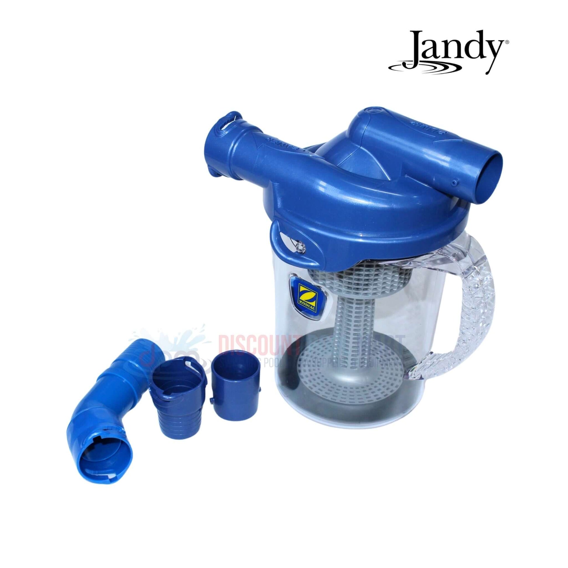 Zodiac Cyclonic Leaf Catcher Canister CLC500 with hoses, by Jandy, available at Discount Pool Mart (DPM) for pool maintenance.