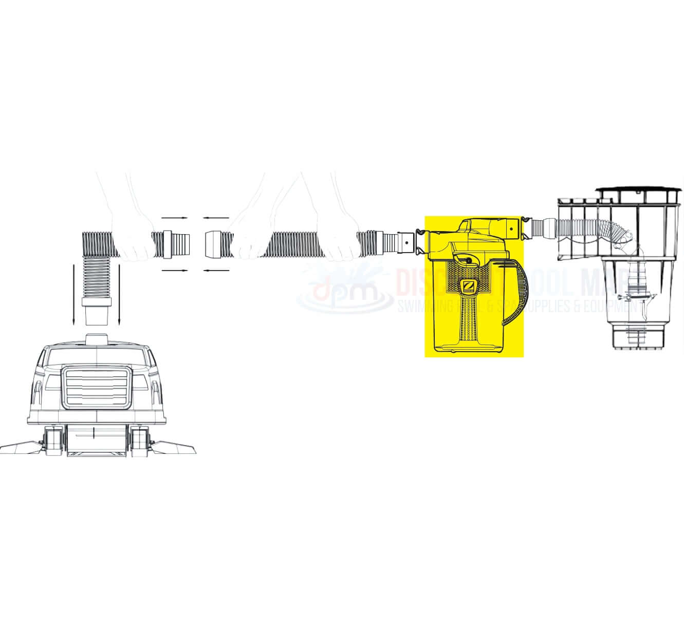 Zodiac Cyclonic Leaf Catcher Canister CLC500 installation diagram, compatible with Discount Pool Mart DPM products.