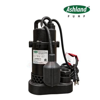 Ashland PS33W 1/3 HP Thermoplastic Submersible Sump Pump - Wide-Angle Float, 115V | PS33W1-10