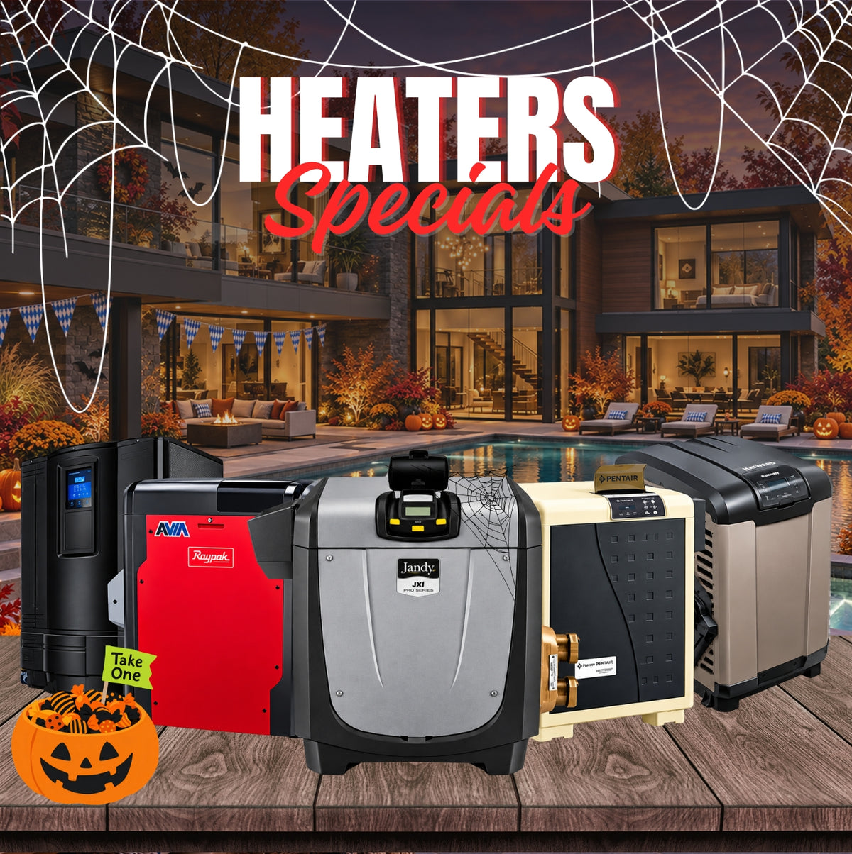 Heaters specials: fall savings on Raypak, Hayward, Pentair and Jandy pool heaters and heat pumps