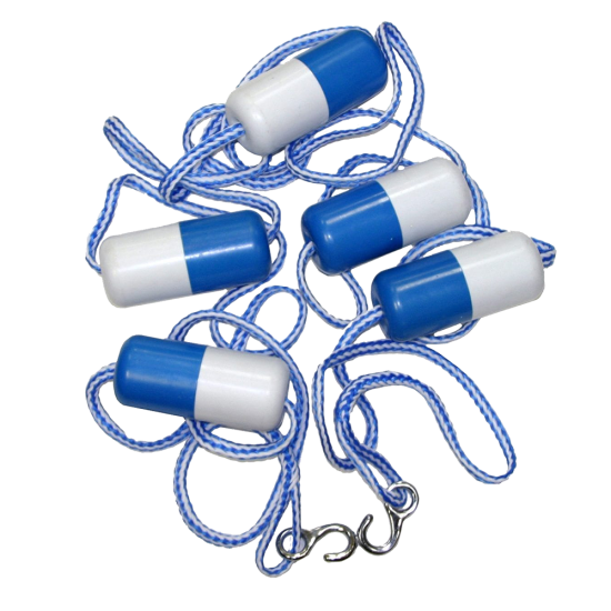 Pool Rope, 16′ W/Floats (2-1/2″ x 5″), Polybagged | B8483