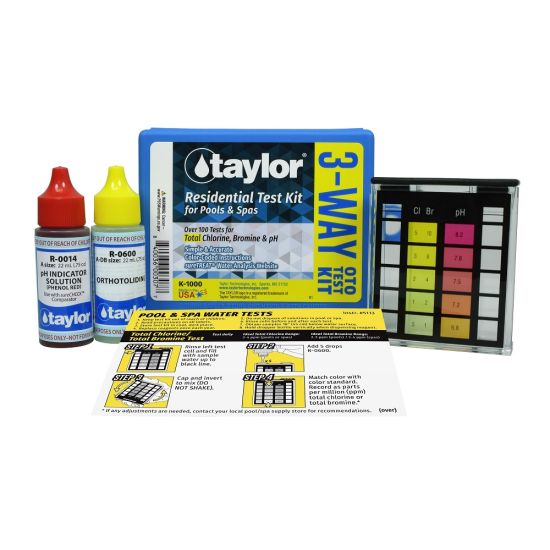 Taylor, 3-Way Test Kit for Total  Chlorine, Bromine, pH (OTO), K-1000