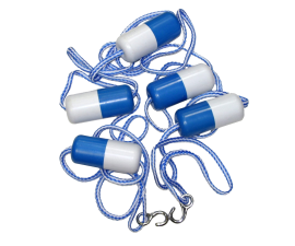Pool Rope, 18′ W/Floats (2-1/2″ x 5″), Polybagged | B8484